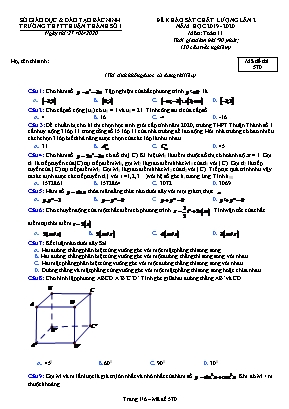 Đề khảo sát chất lượng lần 2 môn Toán Lớp 11 - Mã đề 570 - Năm học 2019-2020 - Trường THPT Thuận Thành số 1